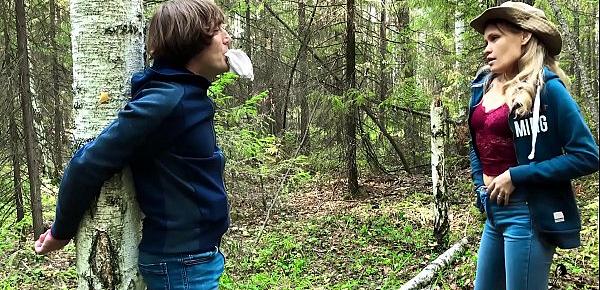  Stranger Arouses, Sucks and Hard Fuckes in the Forest of Tied Guy Outdoor